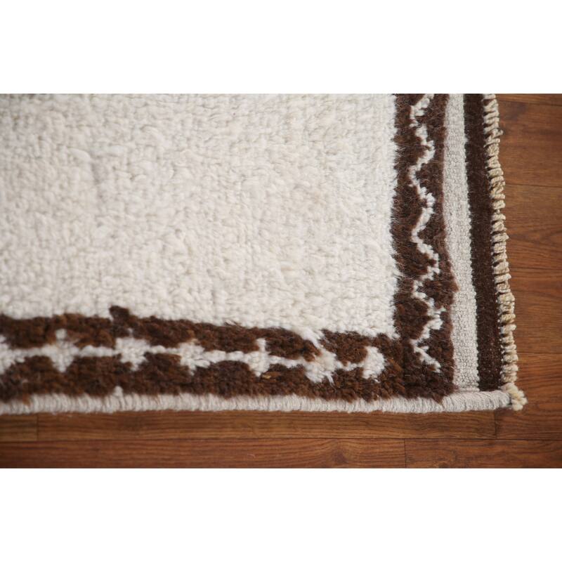 Plush Beige Turkish Anatolian Runner Rug Hand-knotted Wool Carpet - 3'7"x 11'2"