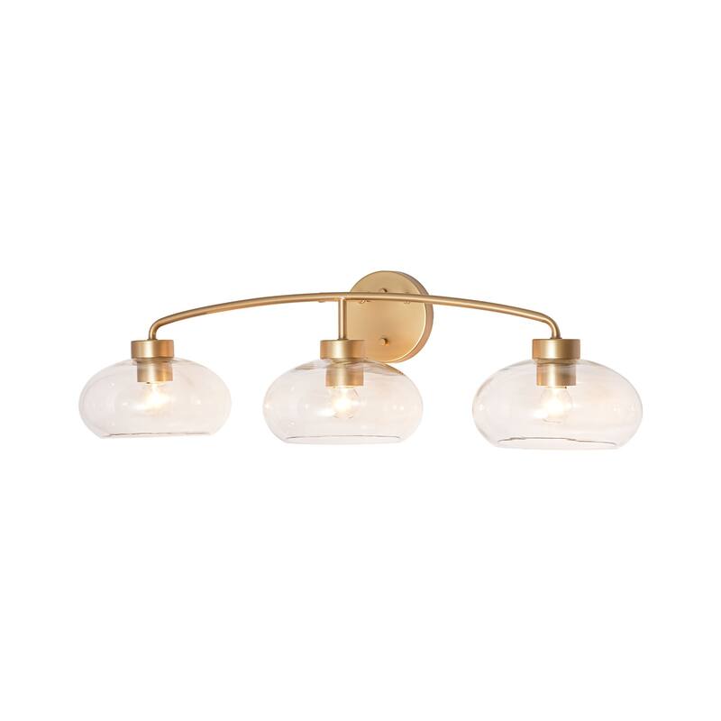 3-Light Modern Glam Brass & Clear Glass Vanity Light for Bathroom - 3 Light