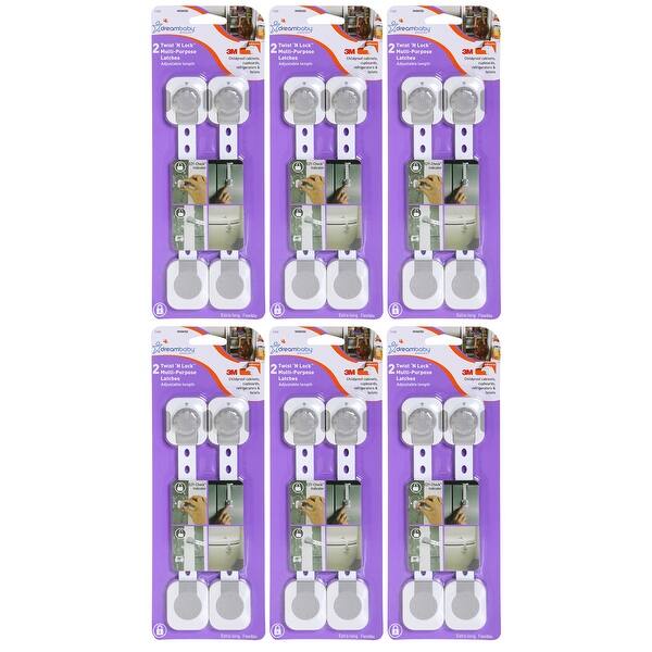 slide 2 of 2, Dreambaby Multipurpose Latches, 2 Per Pack, 6 Packs - White, Gray White, Gray