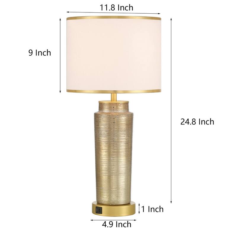 Acroma 25 '' Modern Ceramic Table Lamp with USB Ports - 1-light