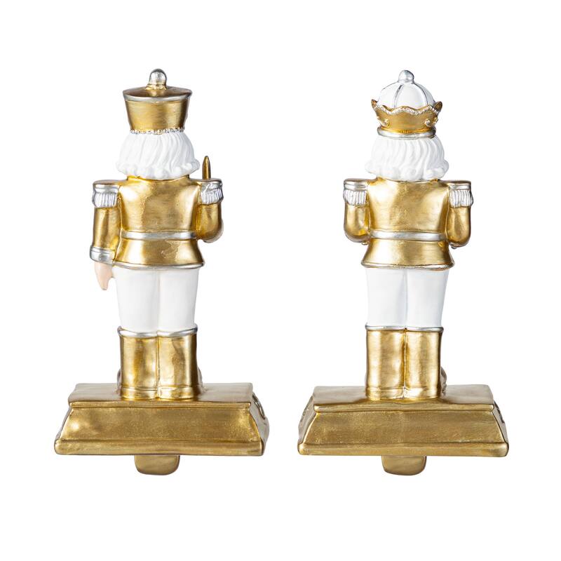 Glitzhome Set of 2 Christmas Resin Nutcracker Stocking Holder