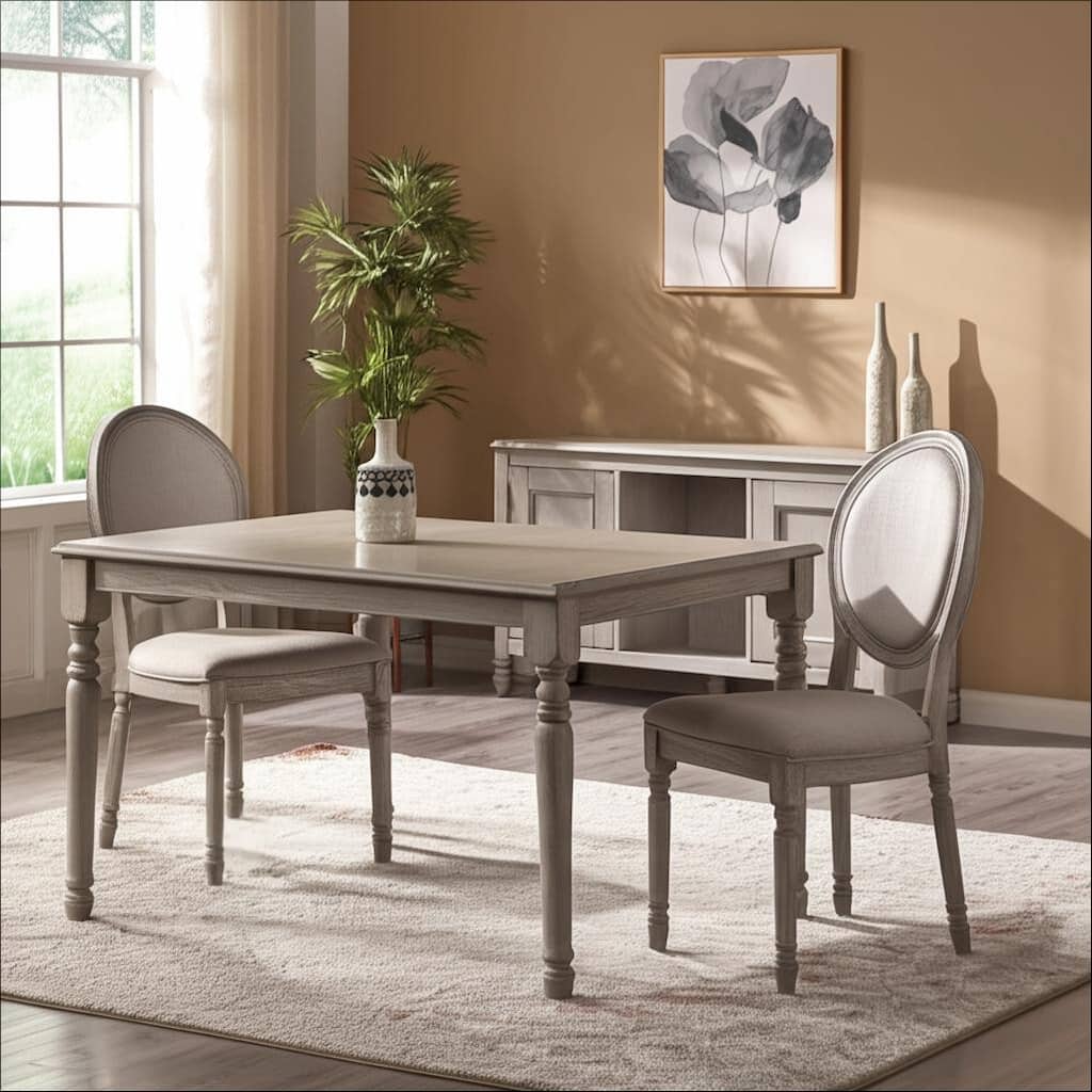 HomeRoots Set of Two Tan and Oak Upholstered Fabric King Louis Back Dining Side Chairs - 20 in. x 40 in. x 22 in.