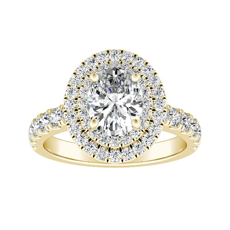 Auriya 14k Gold Classic Oval Shape 1 1/4ctw Double Halo Diamond Engagement Ring