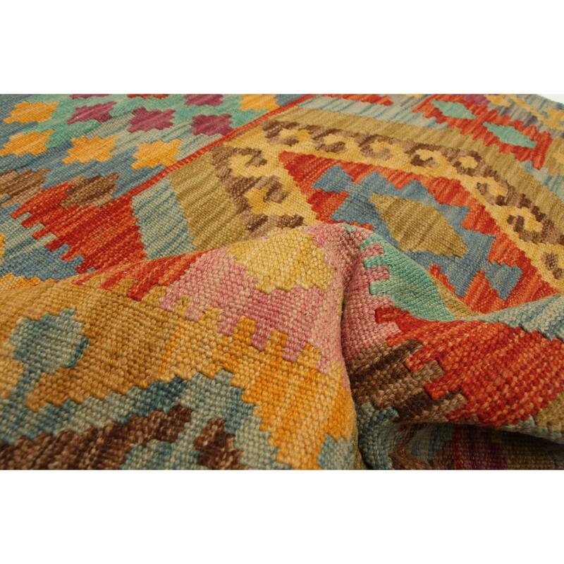 ECARPETGALLERY Flat-Weave Bold and Colorful Multi Color Wool Kilim - 2'8 x 4'4