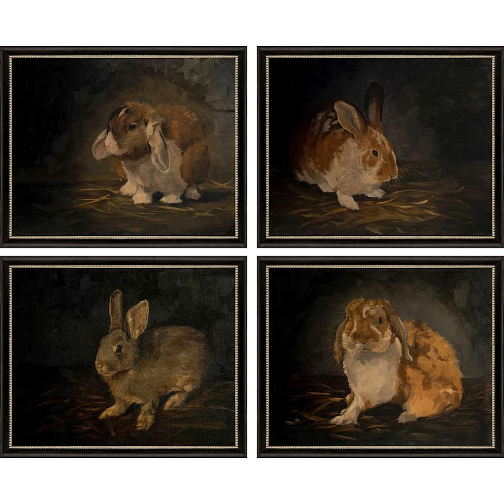 Resting Bunny S/4 Framed Art Giclee Under Glass