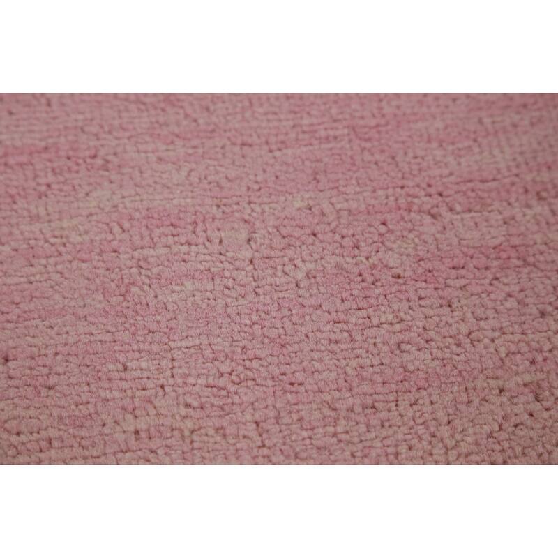 Hand Knotted Oriental 100% Wool Carpet Modern Solid Pink Gabbeh Area Rug - 9' 3'' X 6' 2''