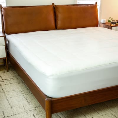 Mattress Pad Cover Topper - Down Alternative Fill - Fits 8"-21" Mattresses - White