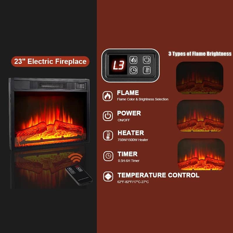 44 inch Electric Fireplace with Mantel and LED Light for Living Room