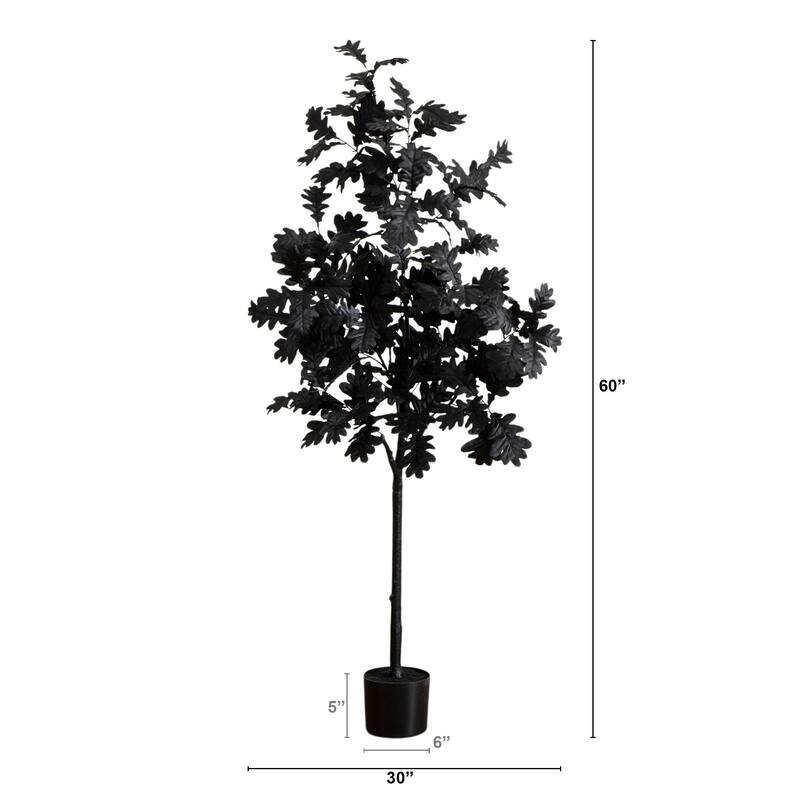 Artificial Black Oak Halloween Tree with Pot - 5'