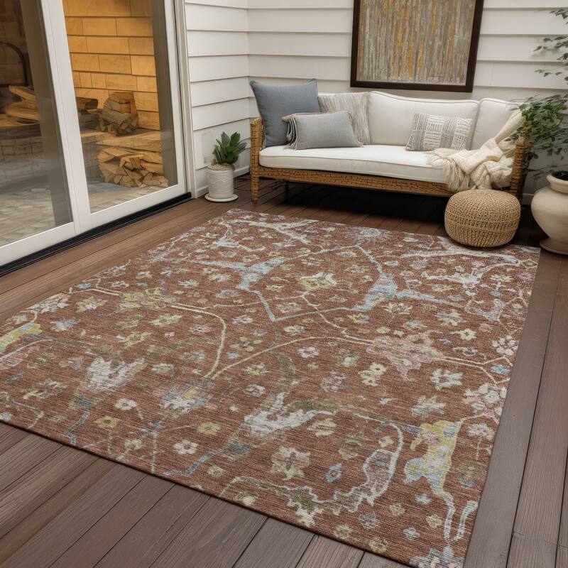Machine Washable Indoor/ Outdoor Traditional Classic Chantille Rug