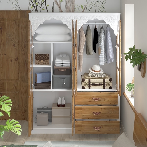 Vintage-Inspired Grand Closet Dual Wardrobe Set with Metal Accents - On  Sale - Bed Bath & Beyond - 40341395