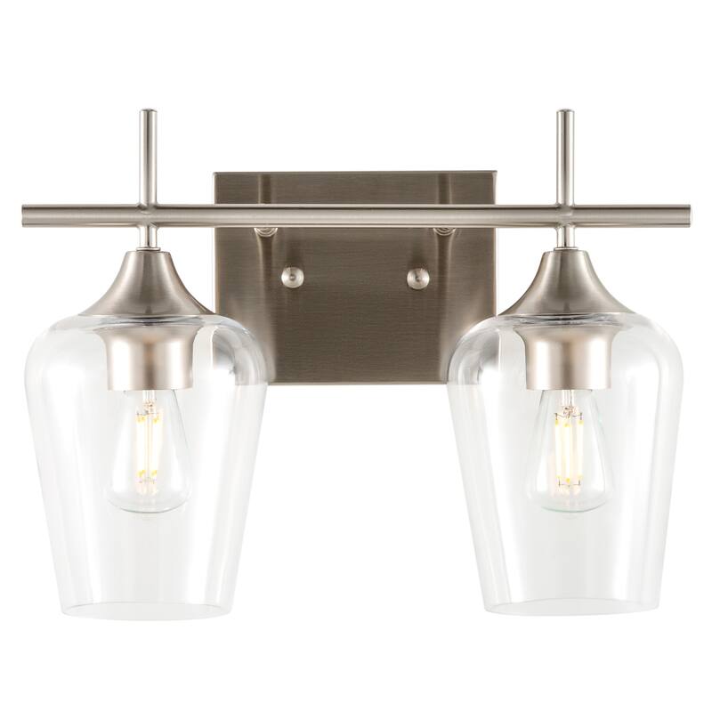 CO-Z Wall Sconce Vanity Lights with Glass Shade 2-Light/3-Light - Brushed Nickel - Brushed Nickel