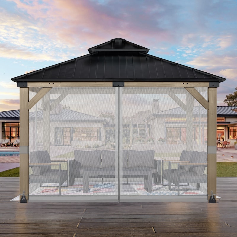 Aoodor 12'x12' Replacement Gazebo Mosquito Netting 4-Panel Sidewalls