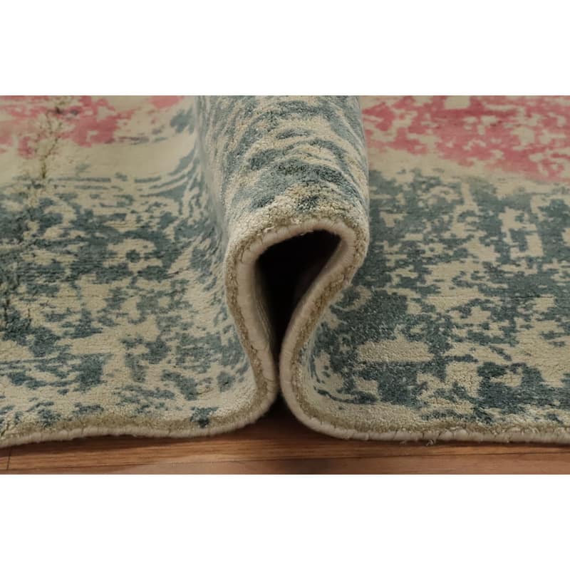 Hand Knotted Oriental Viscose Silk Carpet Modern Abstract Multi-Colored Abstract Area Rug - 5' 5'' X 3' 0''