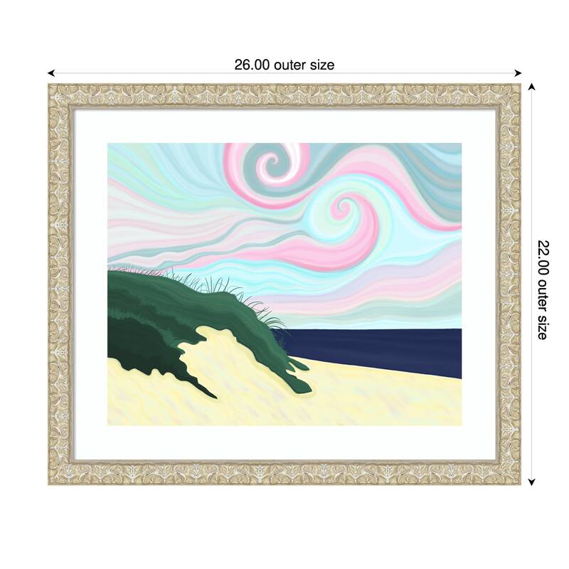 Chatham Beach by Evan Sklar Wood Framed Wall Art Print - Lila Silver - 26 x 22 in