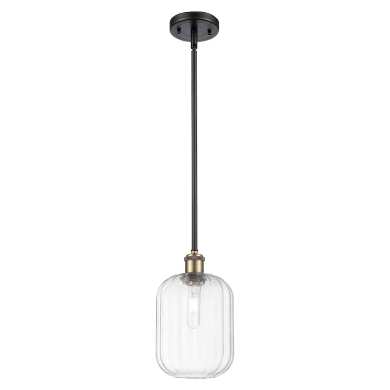 Innovations Lighting Endless Possibilities Ballston - Preston - 1 Light 7" Jar Shade Stem Hung Mini Pendant - Clear/Black Antique Brass