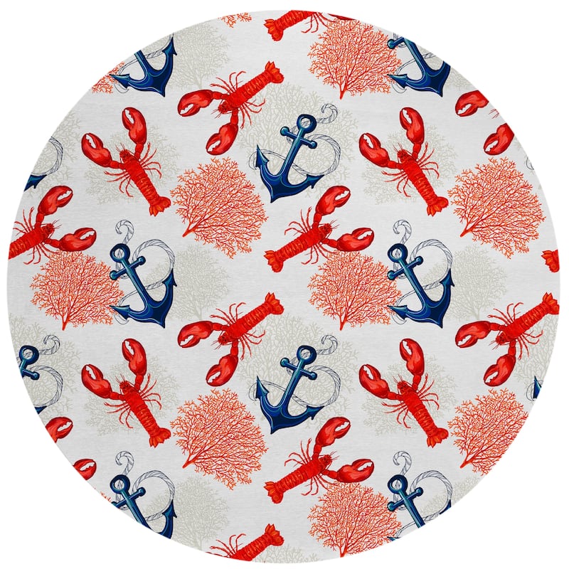 Indoor/Outdoor Harpswell Lobster Anchor Washable Rug