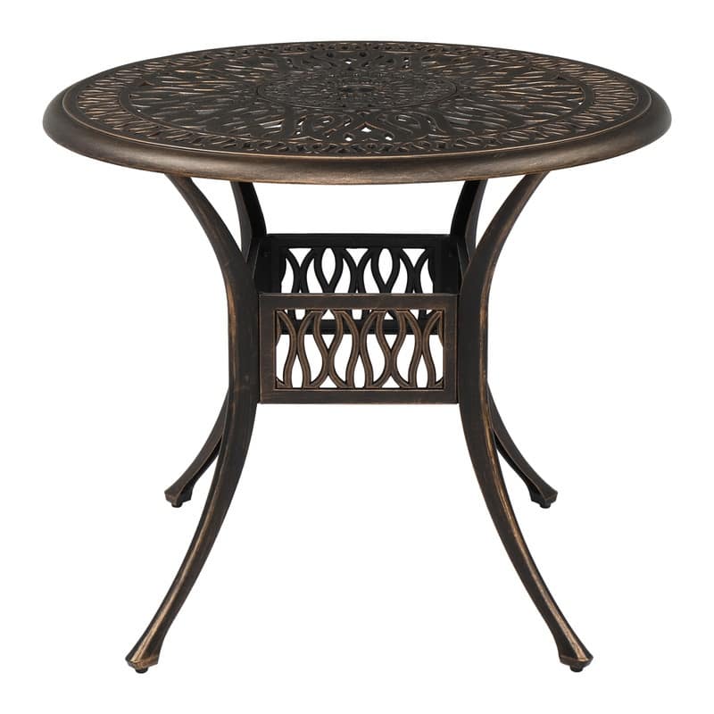 35 in. Outdoor Patio Round Cast Aluminum Table - Bronze