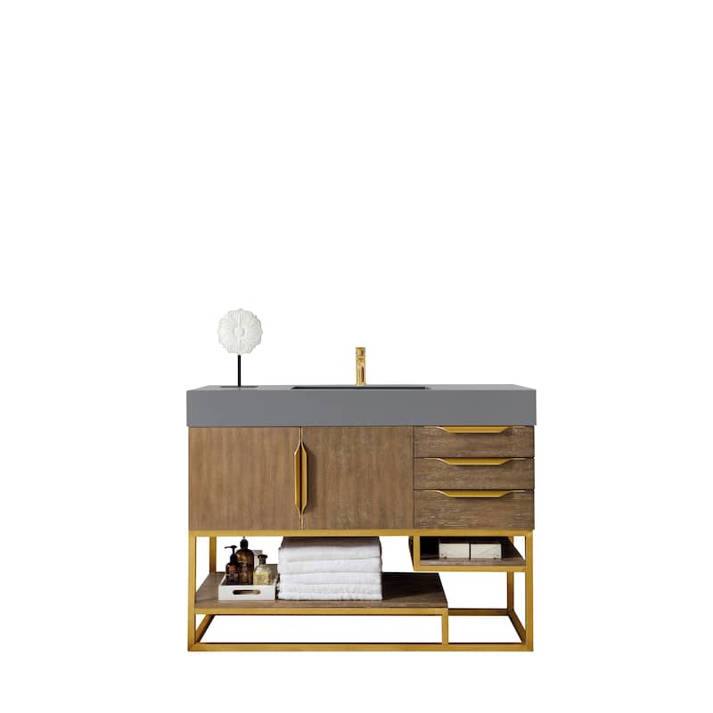 James Martin Vanities Columbia 48" Single Vanity, Latte Oak with Radiant Gold Hardware