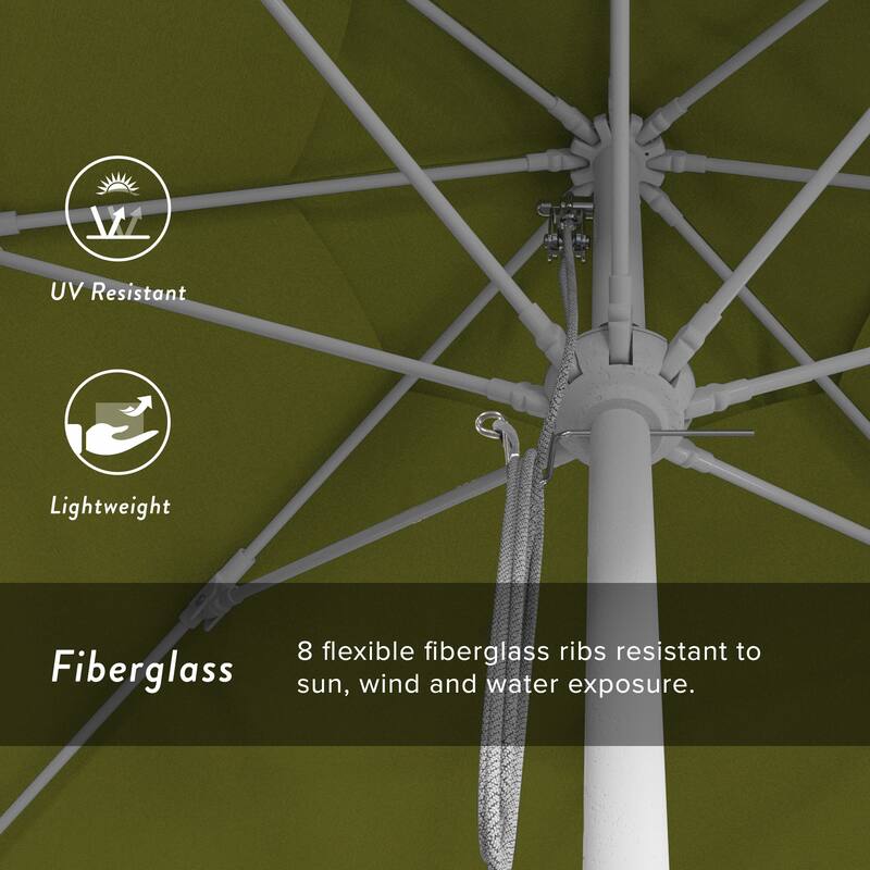 California Umbrella 11' Venture Series Patio Umbrella, White Aluminum Pole Fiberglass Ribs Pulley Lift Pacifica