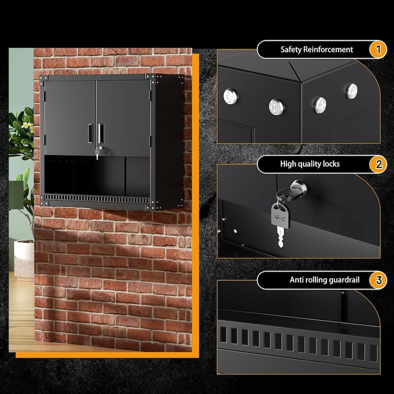 32" W x 31" H Metal Garage Hanging Storage Wall Mounted Cabinet with Adjustable Shelves