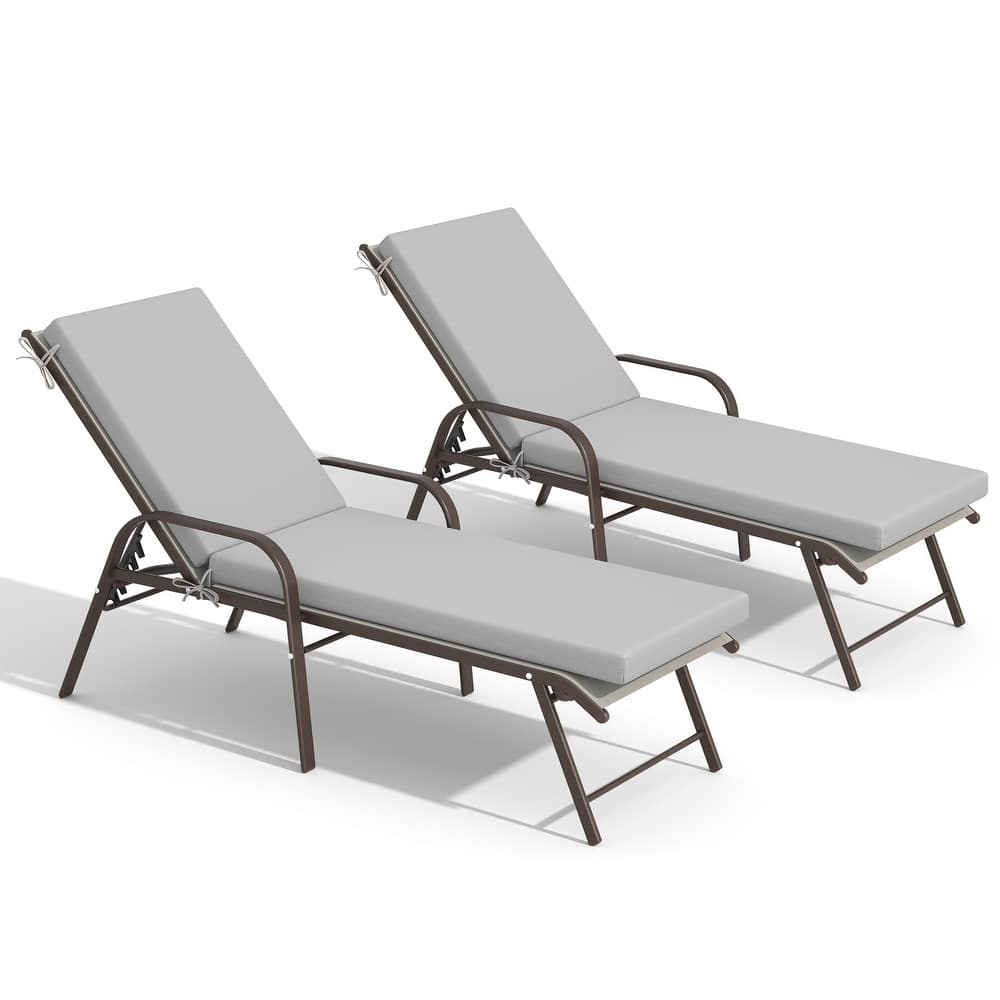 Outdoor Lounge Chairs Chaise Lounge Set with Adjustable Back and Cushions