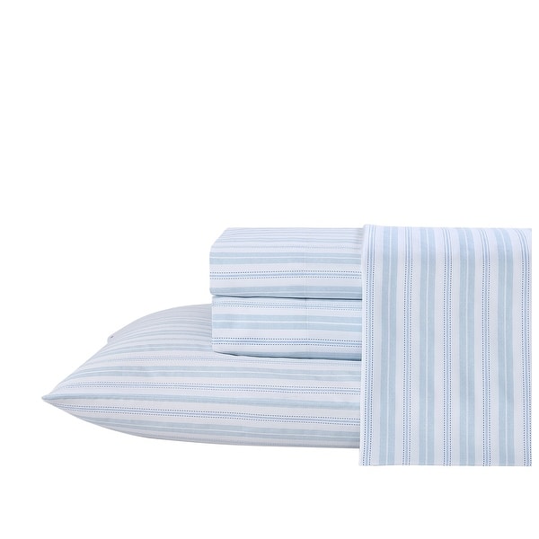 Laura Ashley Soft & Silky Sateen Printed Cotton Sheet Set - Queen - Fern
