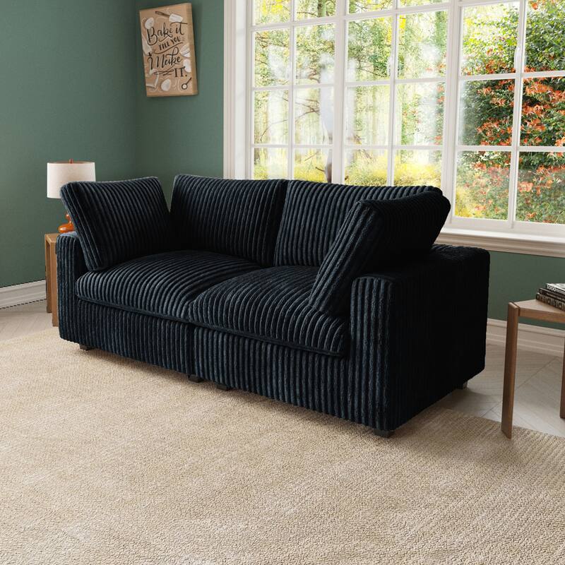 78.74" Soft Plush Modular Sectional Loveseat Sofa Upholstered Couch