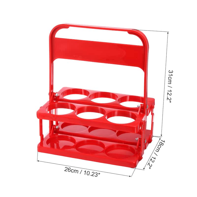 Foldable Plastic Drink Carrier with Handle, Beverage Delivery Holder - Red - 3pcs