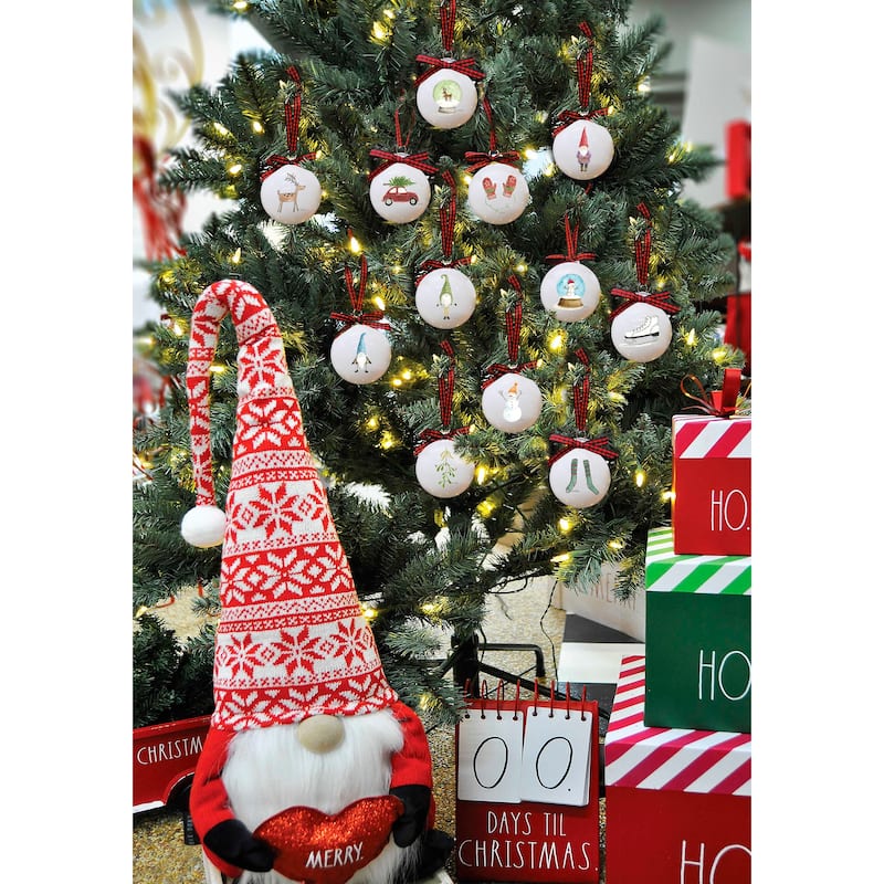 Rae Dunn Set of 12 CHRISTMAS Ornaments - White
