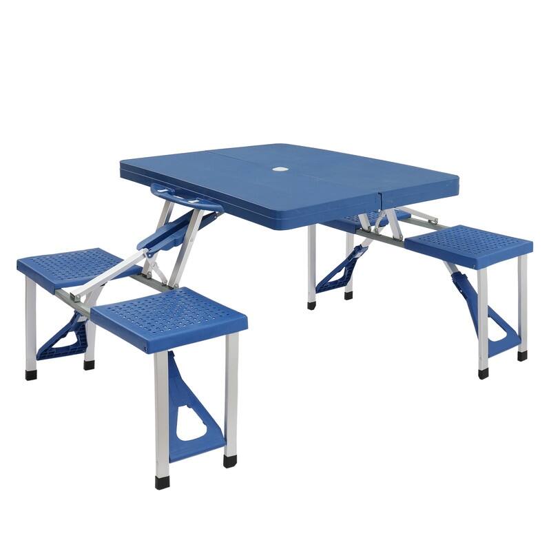 One-Piece Folding Tables and Chairs for Camping - Blue - Blue