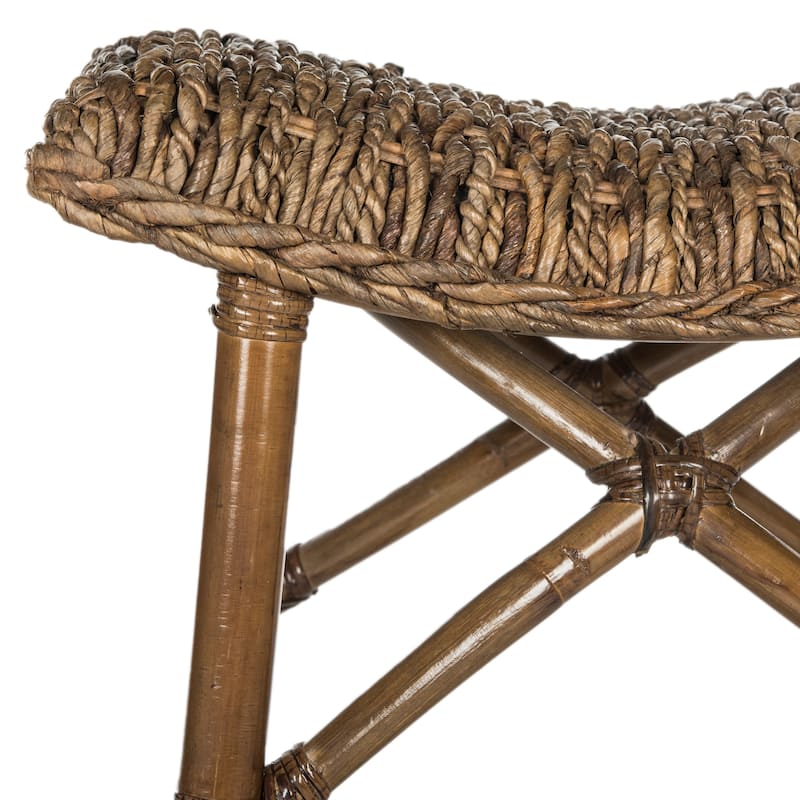 SAFAVIEH Geralde Natural Brown Rattan 27.6-inch Stool - 17Wx17Dx28H