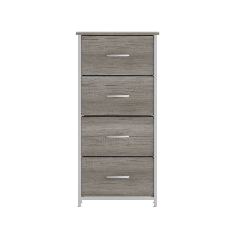 4 Drawer Vertical Storage Dresser-Wood Top & Fabric Pull Drawers