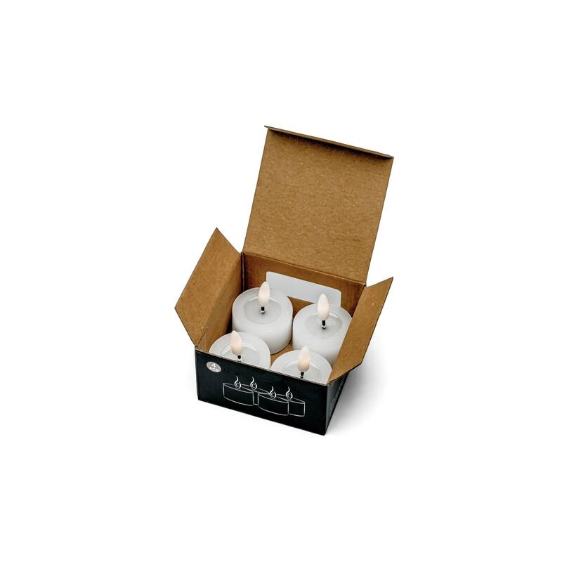 Battery Operated 3D Flame LED Tealight Candles - 1.75" - White - Set of 4