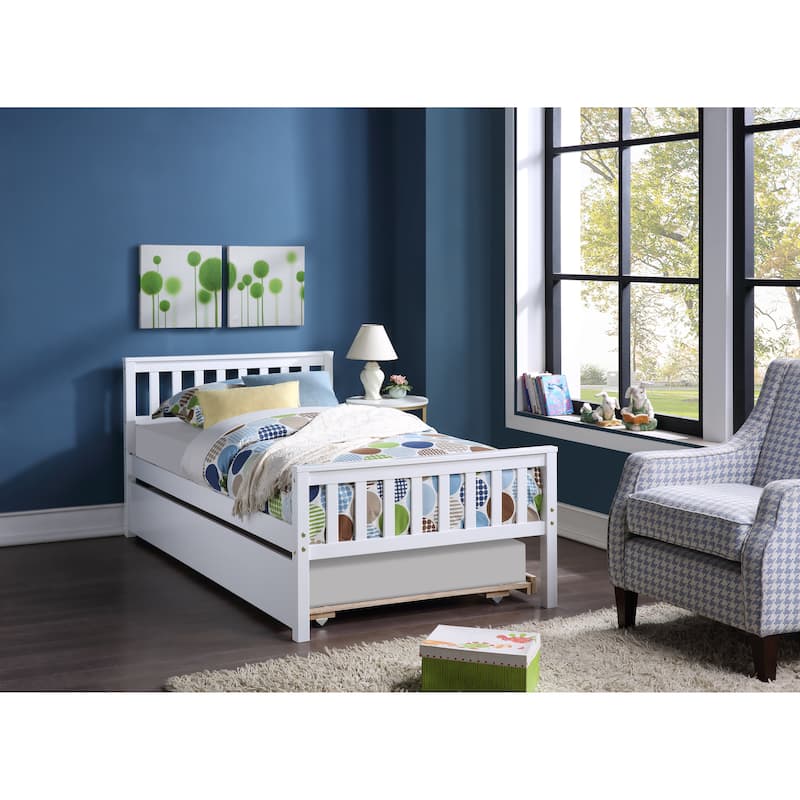 Twin Bed with Trundle, Platform Bed Frame with Headboard and Footboard for Bedroom Small Living Space, No Box Spring Needed