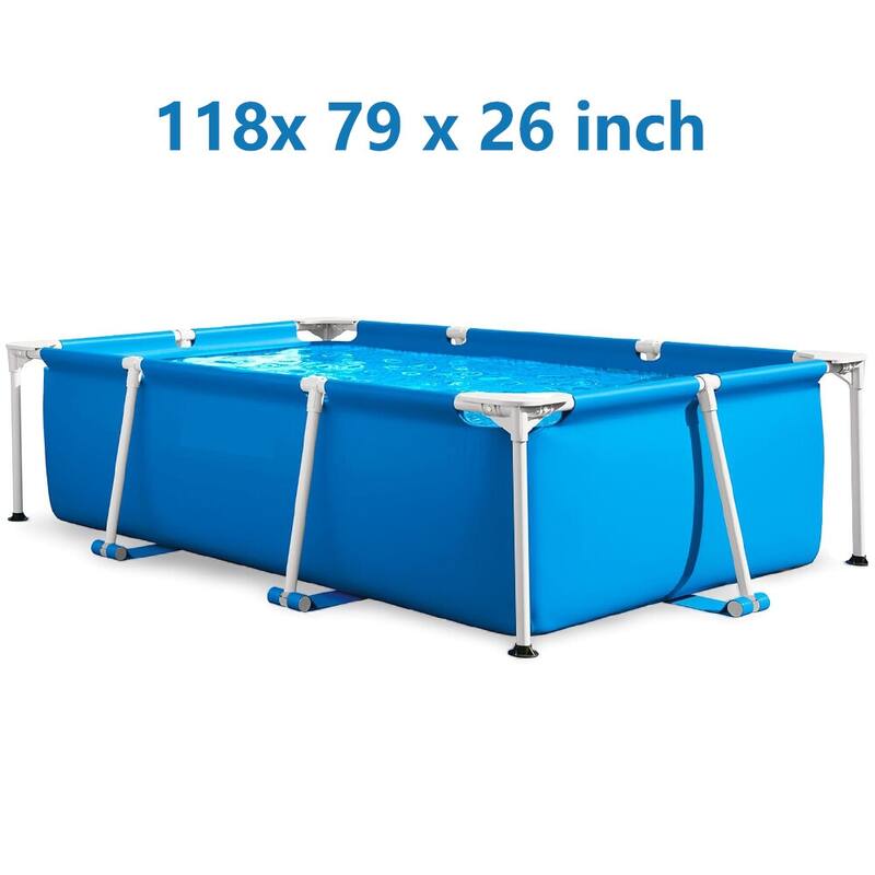 Above Ground Swimming Pool Rectangular Frame Pool Outdoor Backyard