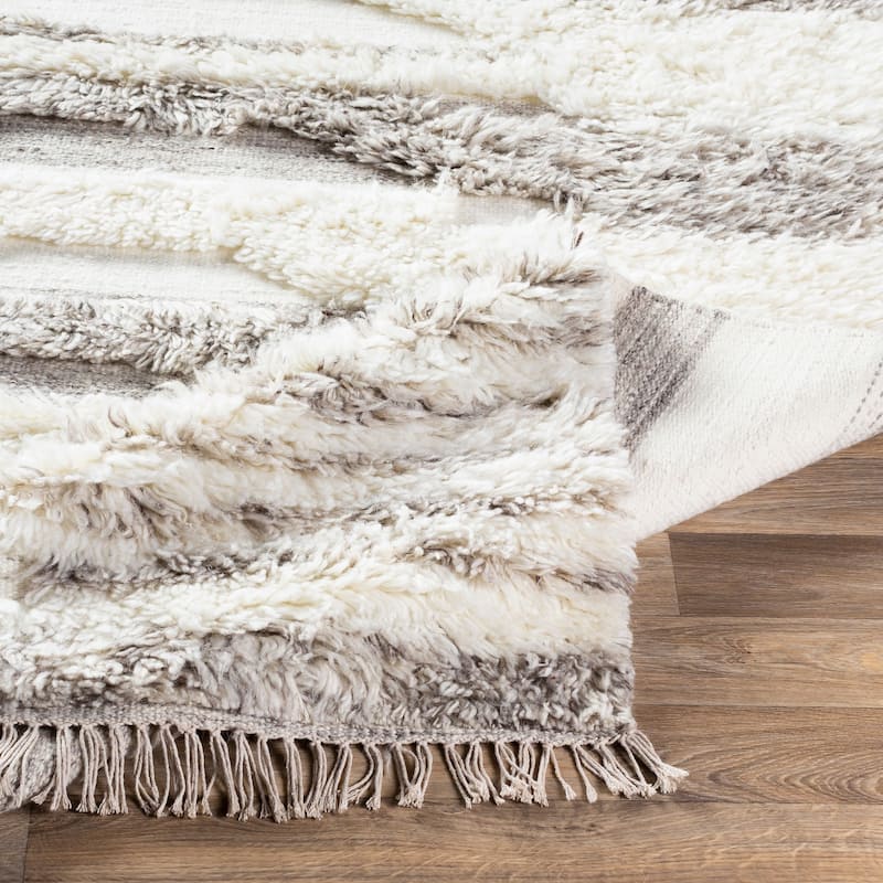 Livabliss Tripoli Abstract Hand-woven Wool Shag Area Rug