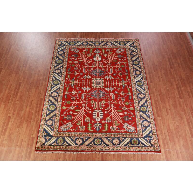 Hand Knotted Oriental 100% Wool Carpet Traditional Geometric Red Heriz (serapi) Area Rug - 11' 9'' X 8' 10''