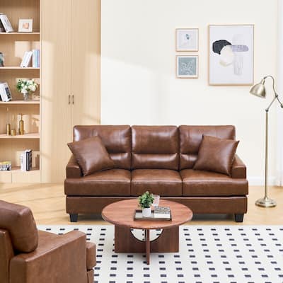 Oversized Faux Leather Italian Square Arm Sofa