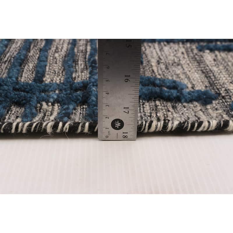 ECARPETGALLERY Hand-knotted Tangier Dark Blue Wool Rug - 8'0 x 10'4