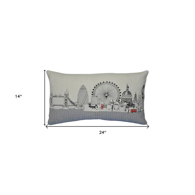 HomeRoots 25" White London Daylight Skyline Lumbar Decorative Pillow