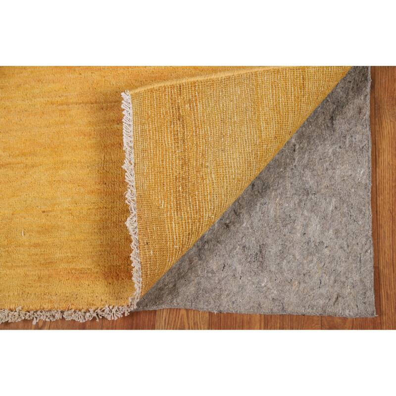 Yellow Modern Gabbeh Oriental Rug Handmade Wool Carpet - 3'2" x 4'8"