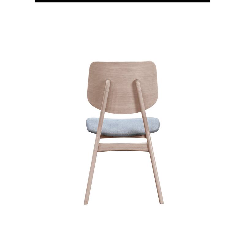 Scar Dining Chair Set of 2, Gray Polyester Seat, White Rubberwood
