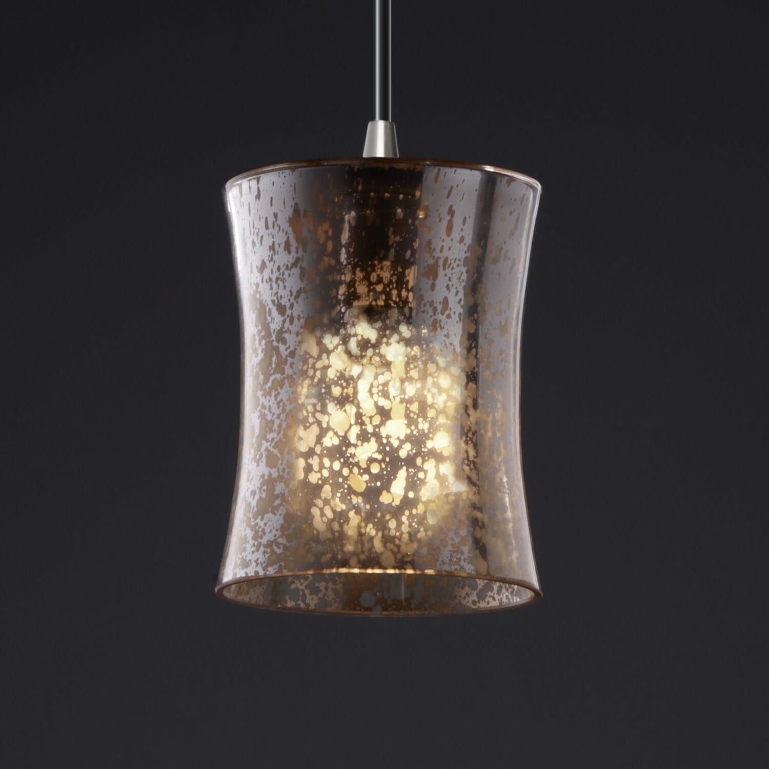 Justice Design Fusion 1-light Hourglass Mercury Glass Mini Nickel Pendant