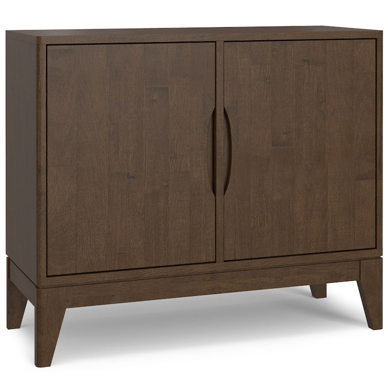 WYNDENHALL Pearson SOLID HARDWOOD 38" Wide Rectangle Modern 2 Door Sideboard Buffet/Storage Cabinet in Walnut Brown