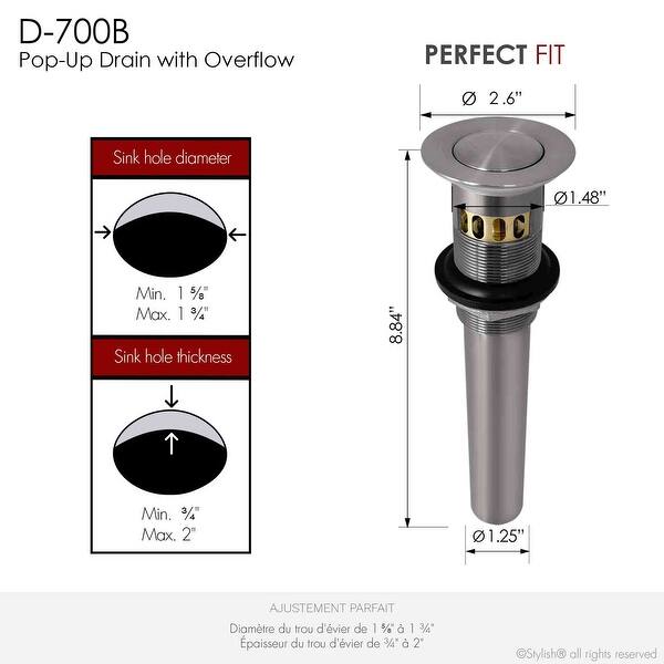 STYLISH Pop-Up Bathroom Sink Drain with Overflow (Set of Two)