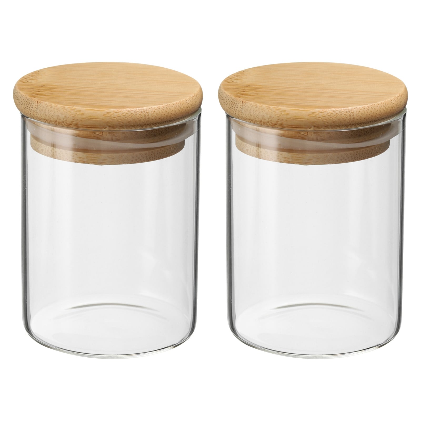 2Pcs Glass Jar with Airtight Bamboo Lid Glass Kitchen