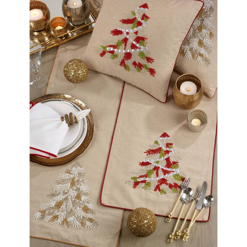Beaded Christmas Tree Table Runner