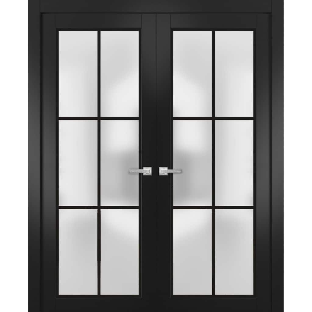 Solid French Double Doors 36 x 80 Planum 2122 Matte Black