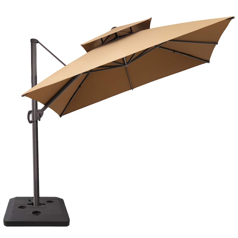 Crestlive Products 10FT Square Patio Cantilever-Offset Umbrella with Base